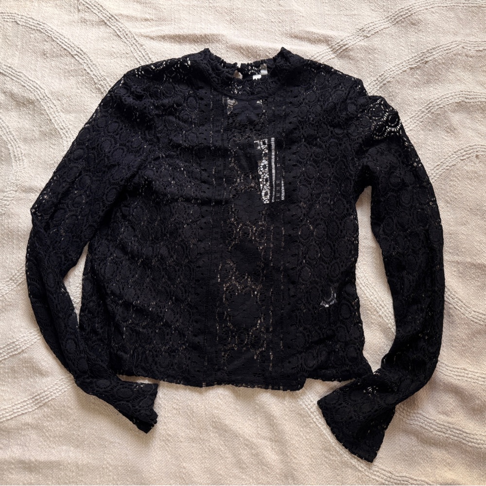 NWT Layering LeShop Black Lace Top